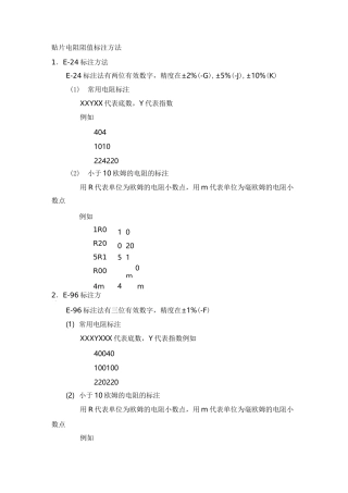 贴片电阻阻值标注