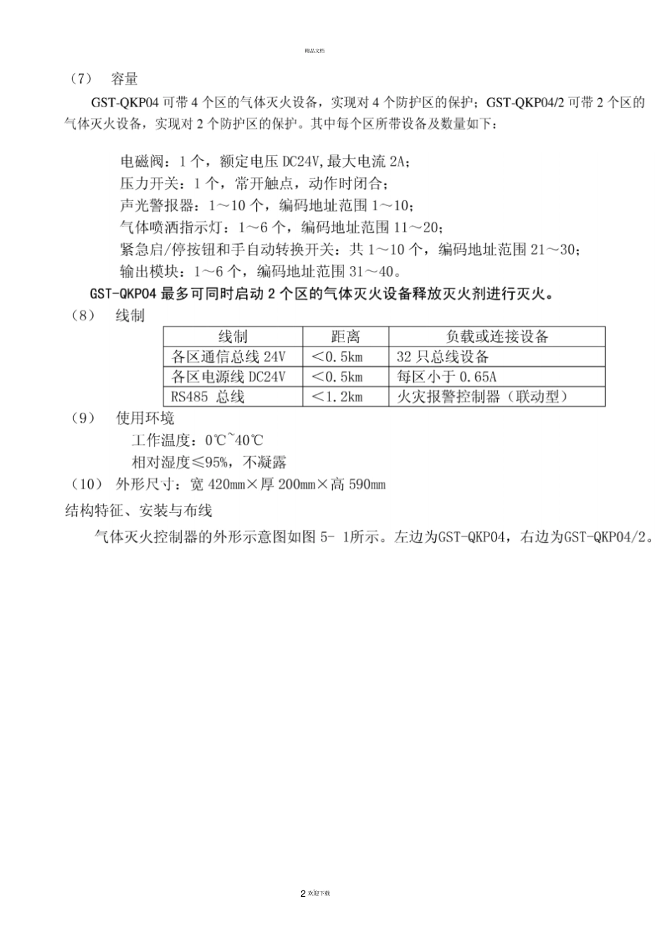 海湾GST-QKP004气体灭火控制器说明书_第2页