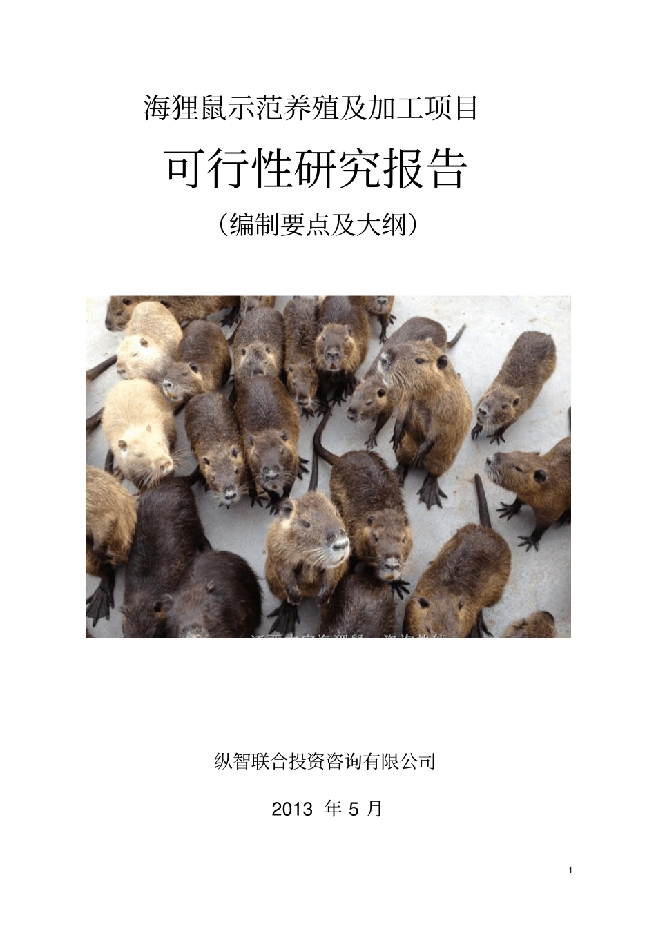 海狸鼠养殖开发项目可行性报告研发设计方案_第1页