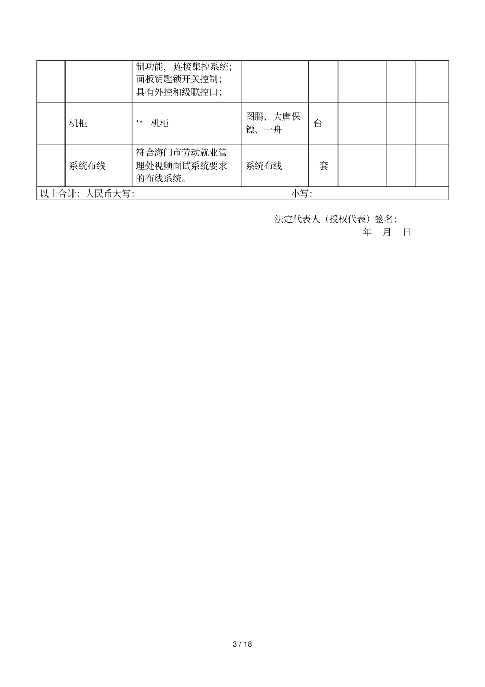 海门人力资源服务产业园远程视频面试系统项目询价文件_第3页