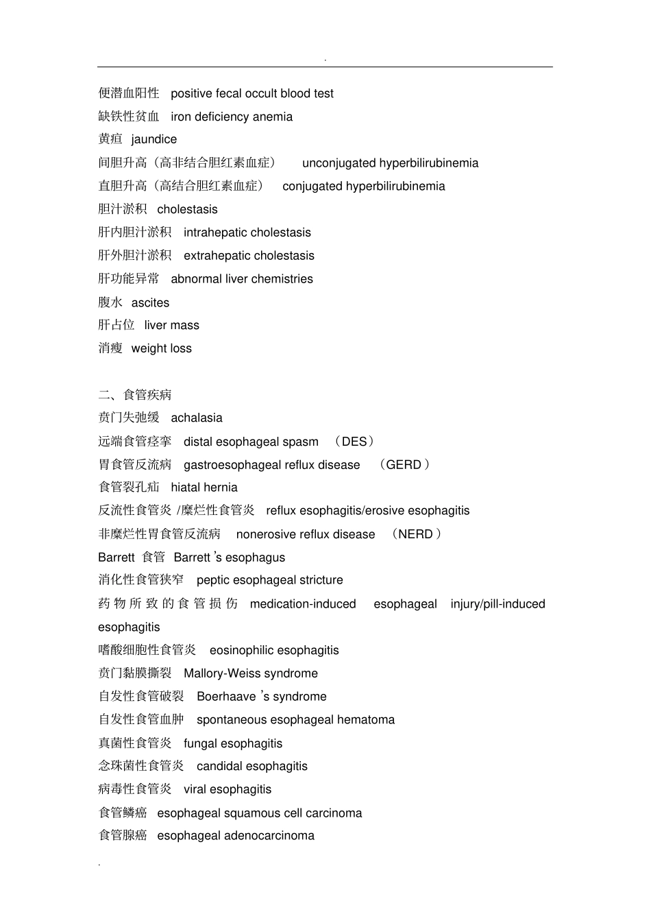 消化系统疾病常用英文词汇表_第2页