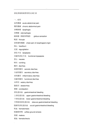 消化系统疾病常用英文词汇表