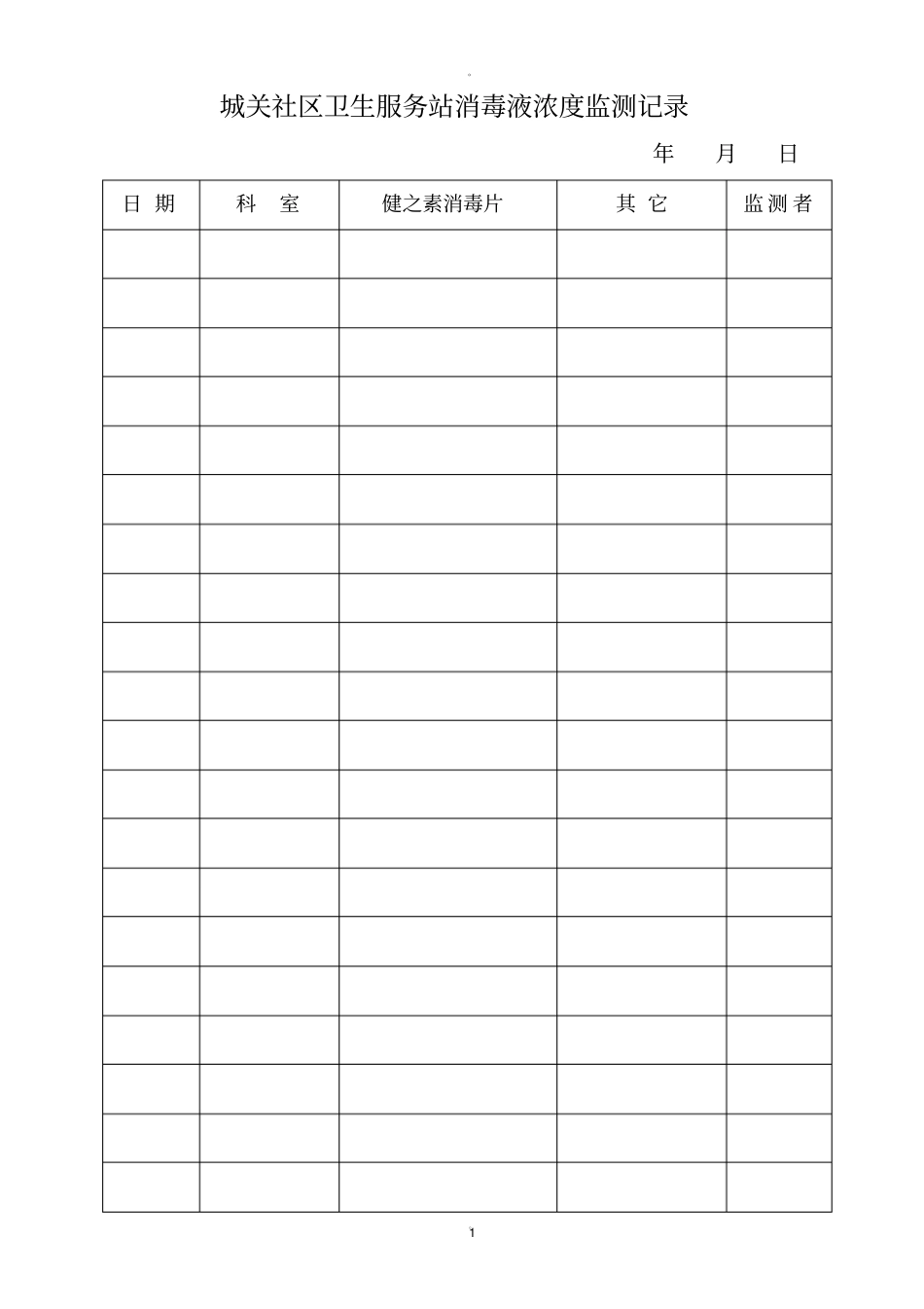 消毒液浓度监测记录表_第1页