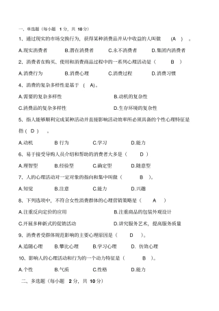 消费心理学答案