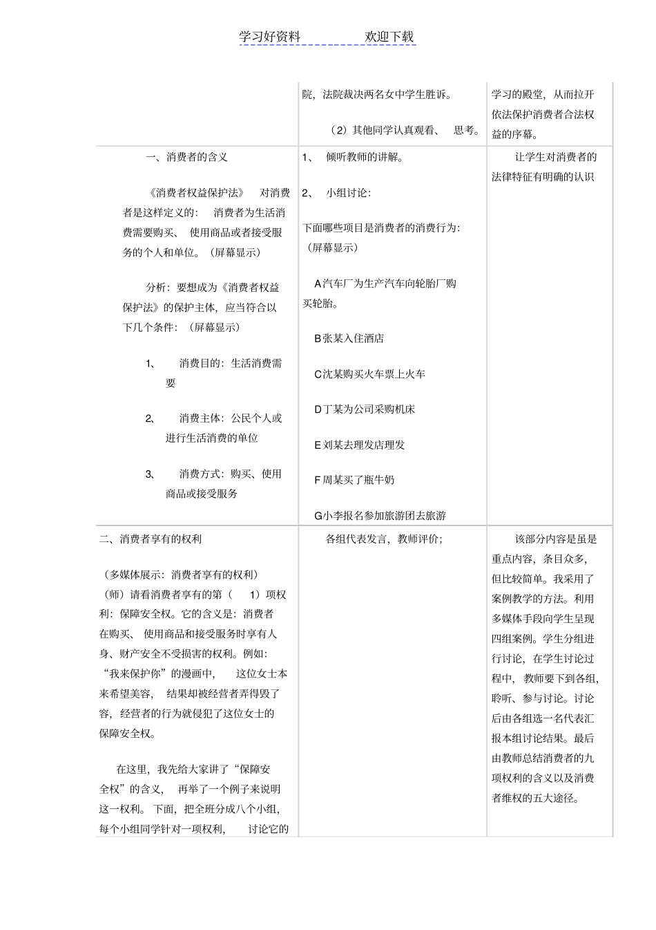 消费者权益保护法教学设计_第3页