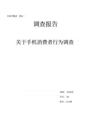消费者行为学手机调查报告课业三