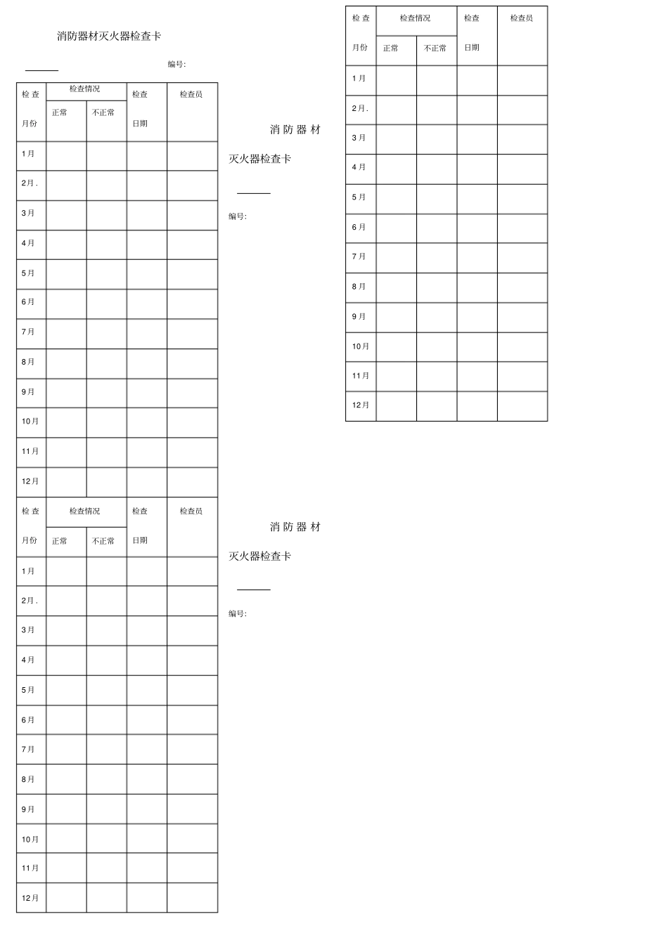 消防器材灭火器检查卡_第1页