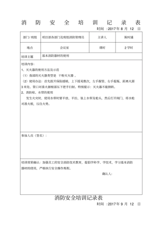 消防安全培训记录表