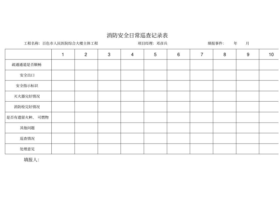 消防安全日常巡查记录表_第1页