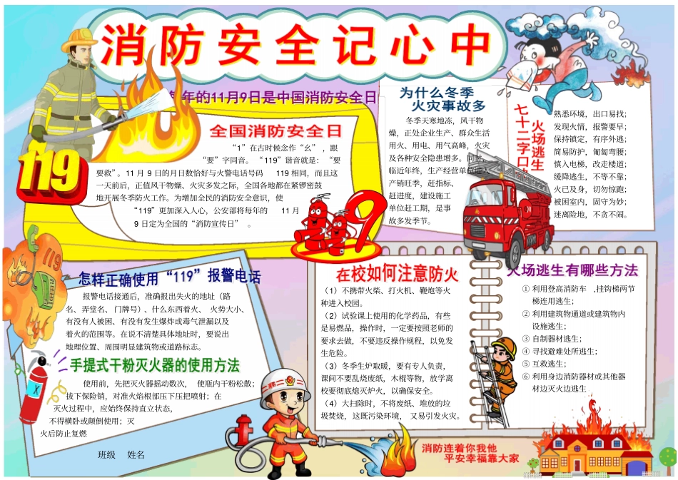 消防安全记心中小报_第1页