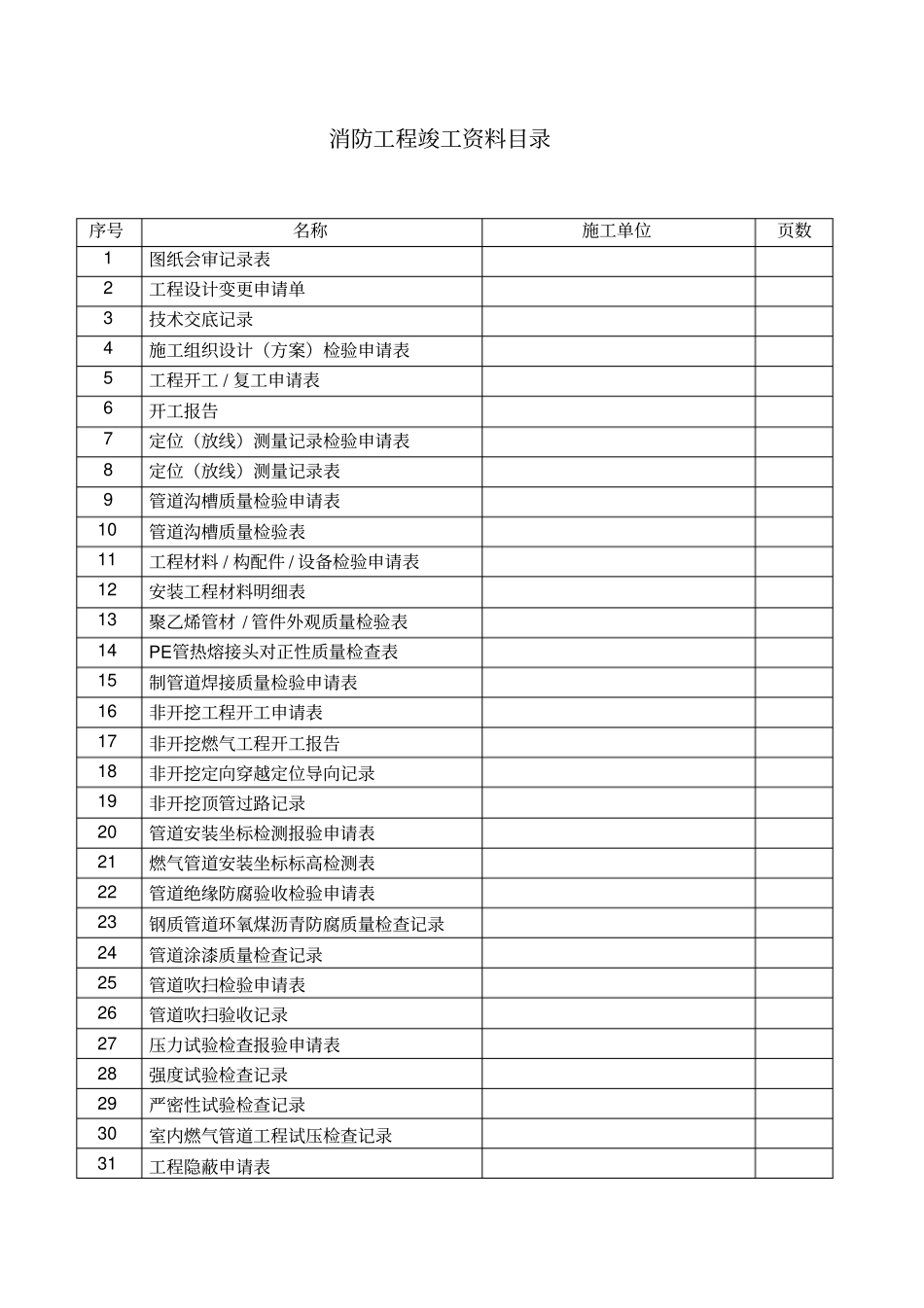 消防工程竣工资料表格范本_第1页
