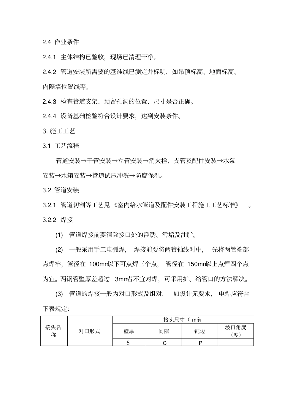 消防栓及给水设备施工工艺标准_第2页