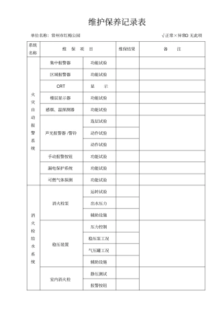 消防维保记录表