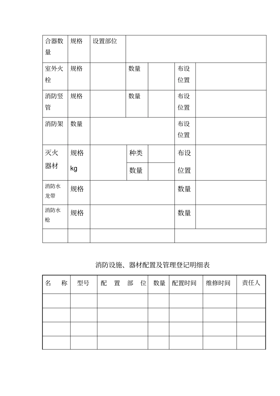 消防设施、器材配置及管理购买维修等等表格_第3页