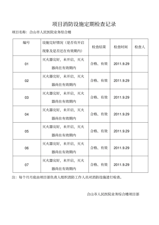 消防设施定期检查记录