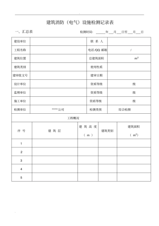 消防设施检测记录表