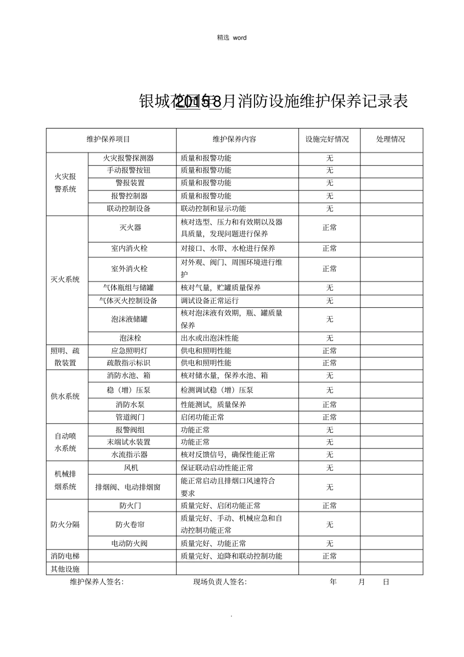 消防设施维护保养记录表_第3页
