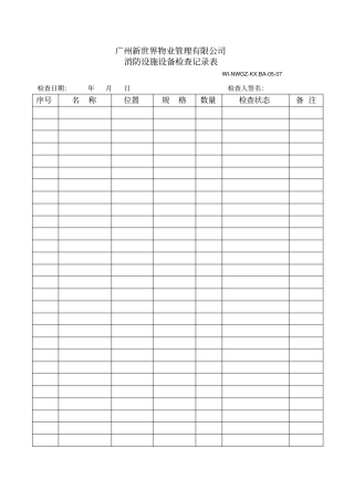 消防设施设备检查记录表