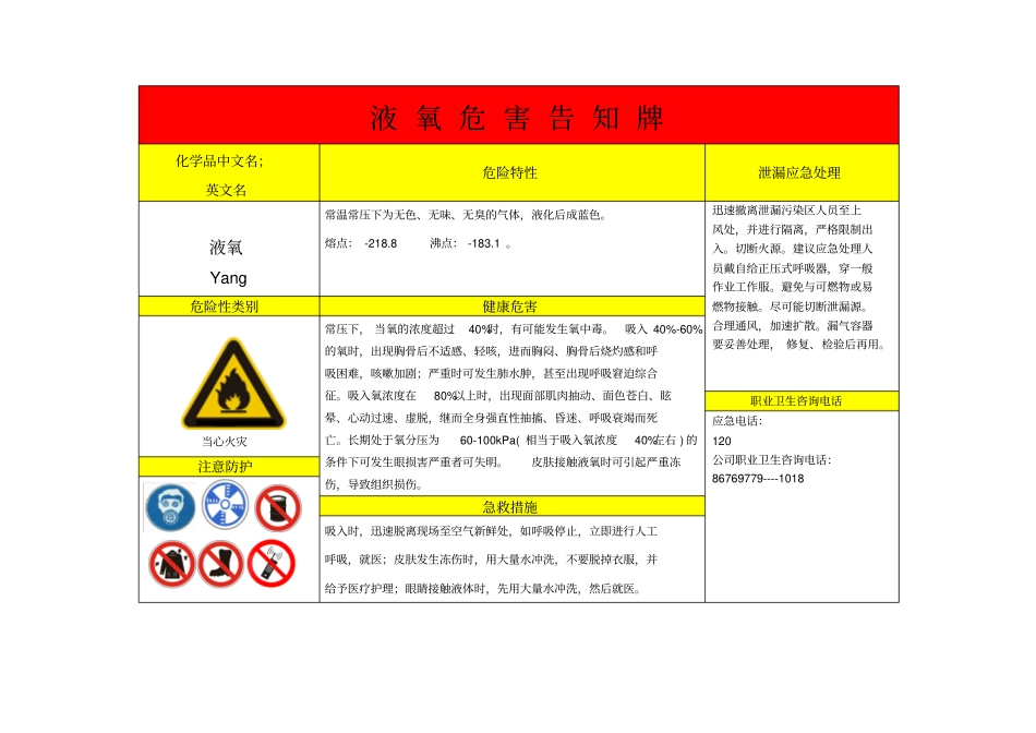 液氧危害告知牌_第1页
