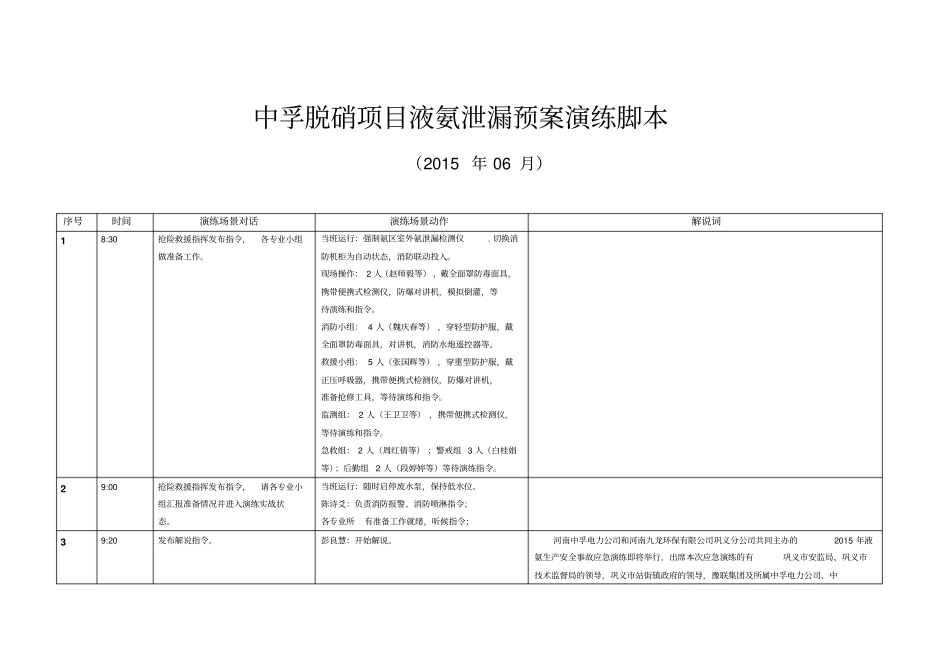 液氨事故预案演练脚本讲解_第1页