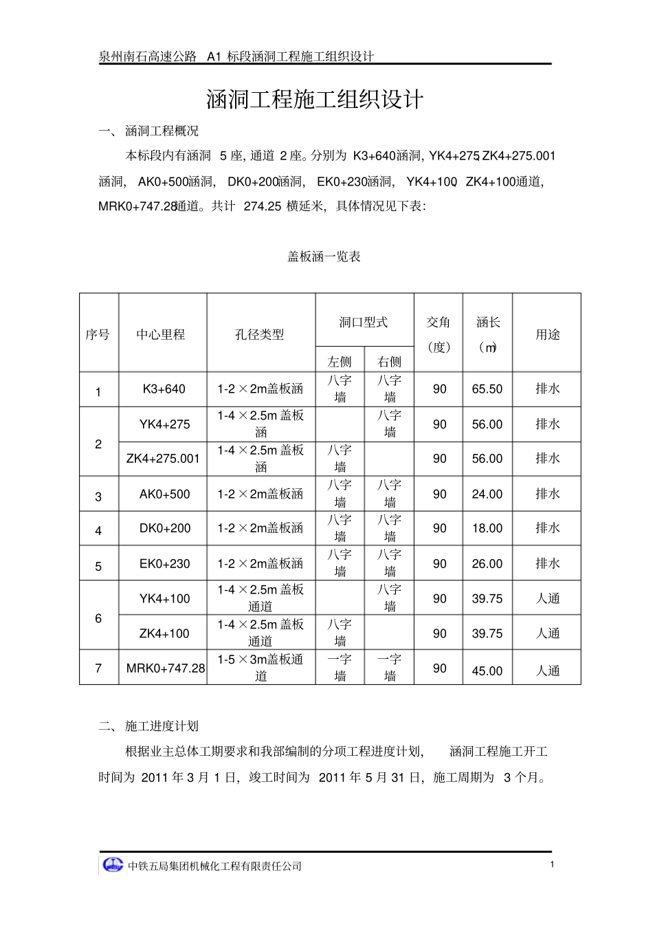 涵洞工程施工方案_第1页