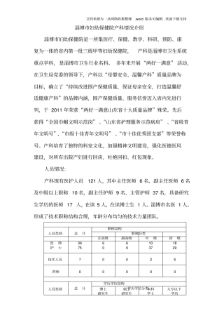 淄博妇幼保健院产科情况介绍