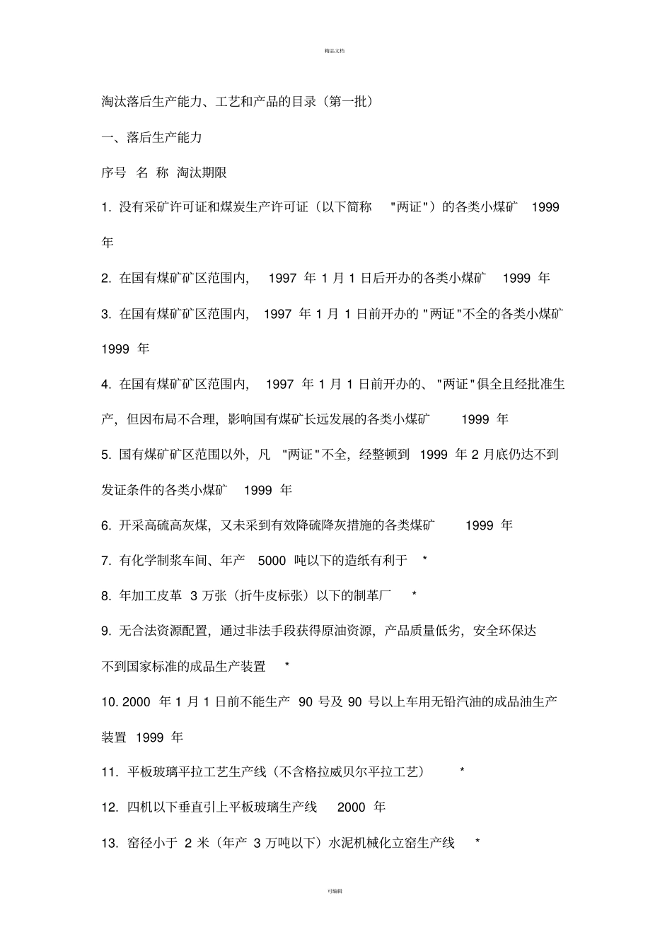 淘汰落后生产能力、工艺和产品的目录_第2页