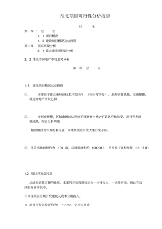 淮北项目可行性分析报告