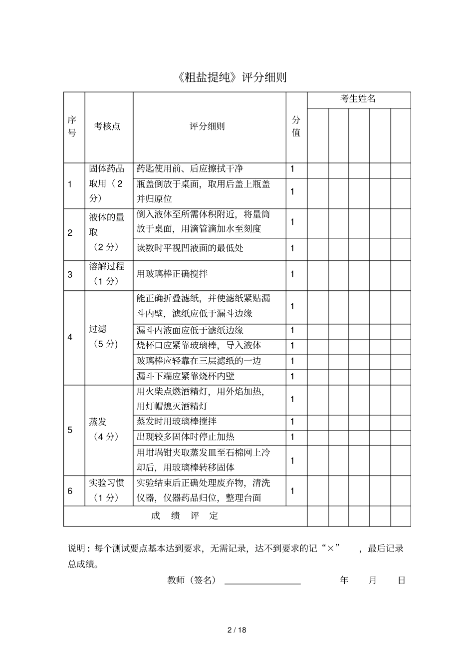 淮南化学试验加试题及评分标准全_第2页