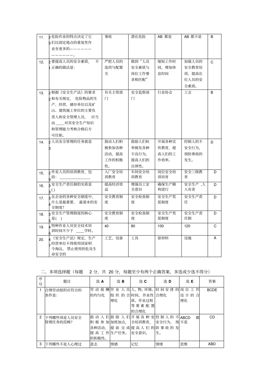 深圳中级安全主任培训模拟试题2_第2页