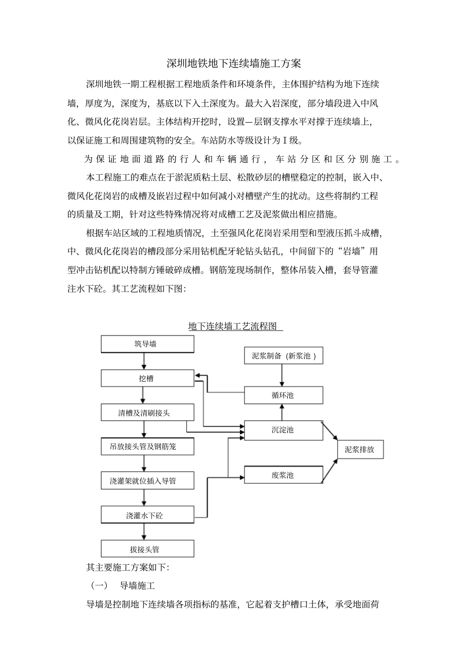 深圳地铁地下连续墙施工组织设计方案_第1页