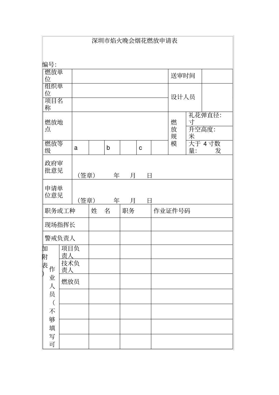 深圳焰火晚会烟花燃放申请表_第1页