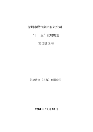深圳燃气集团十一五规划项目建议书