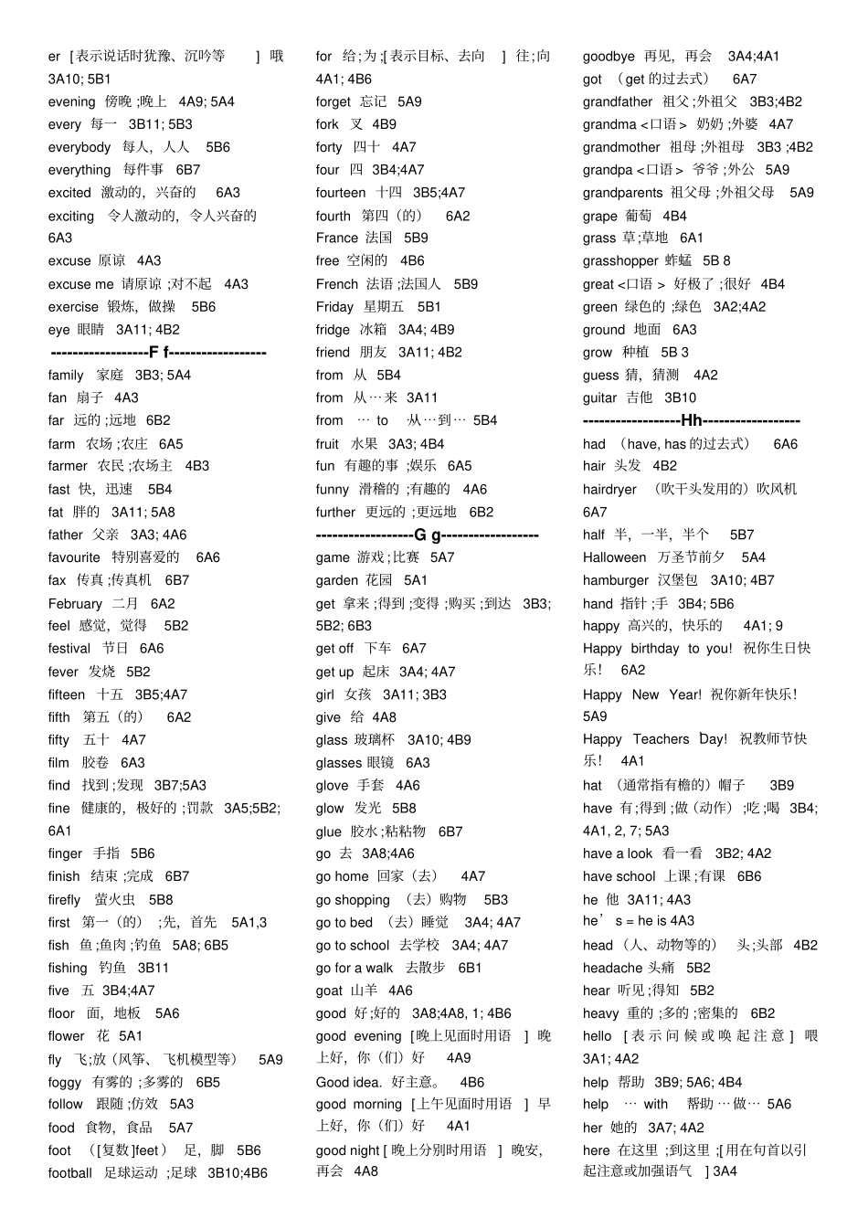 深圳牛津版小学英语单词汇总汇总_第3页