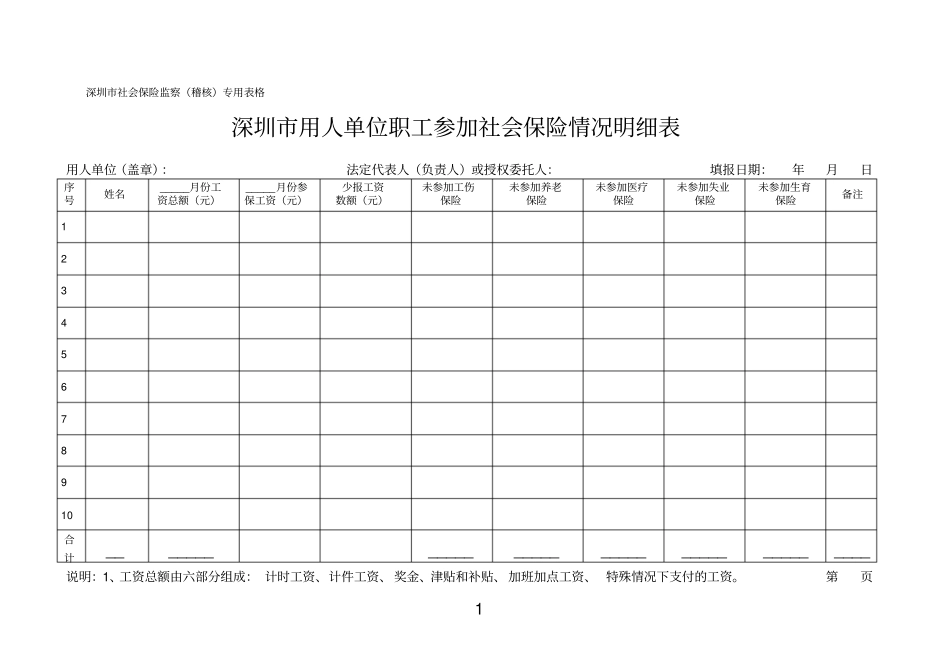 深圳社会保险监察稽核专用表格_第1页