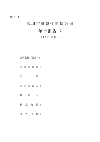 深圳融资性担保公司年审报告书度