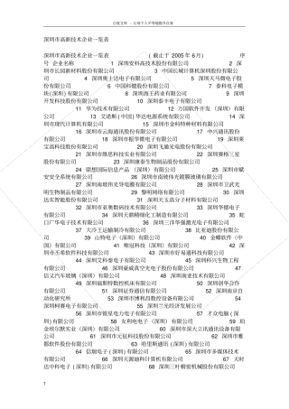 深圳高新技术企业一览表