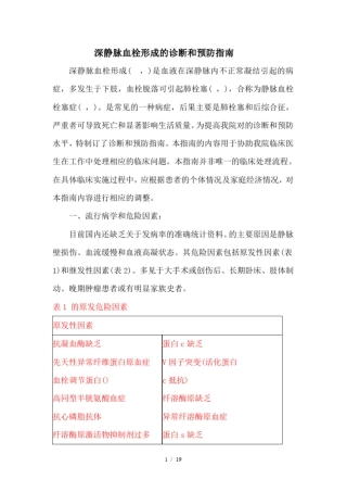 深静脉血栓形成诊断与预防指引试行