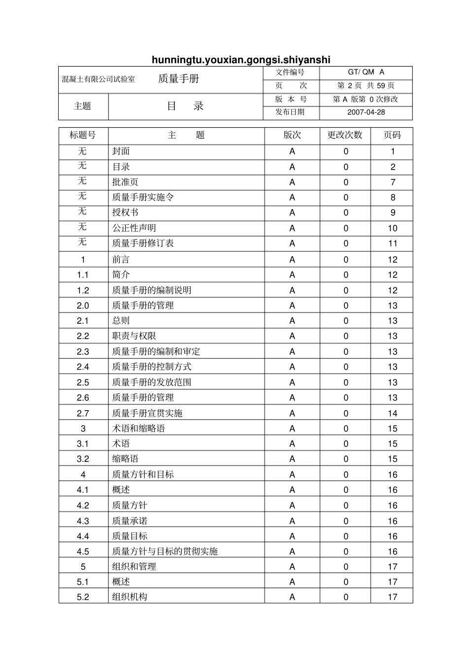 混凝土公司试验室质量手册_第2页