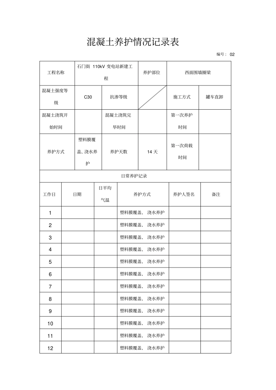 混凝土养护记录_第3页