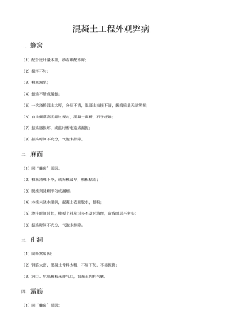 混凝土工程外观弊病