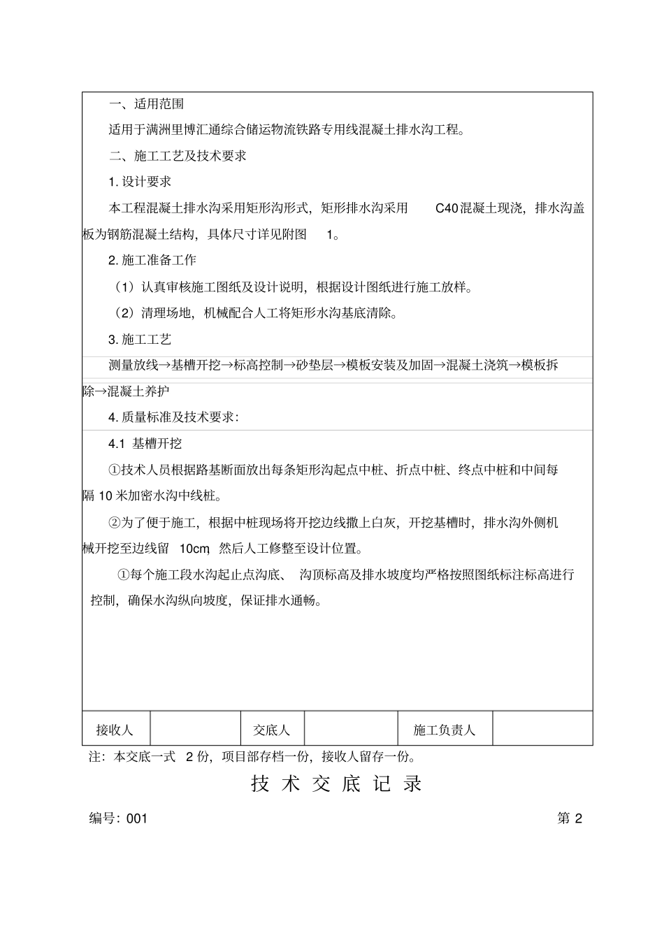 混凝土排水沟施工技术交底_第2页