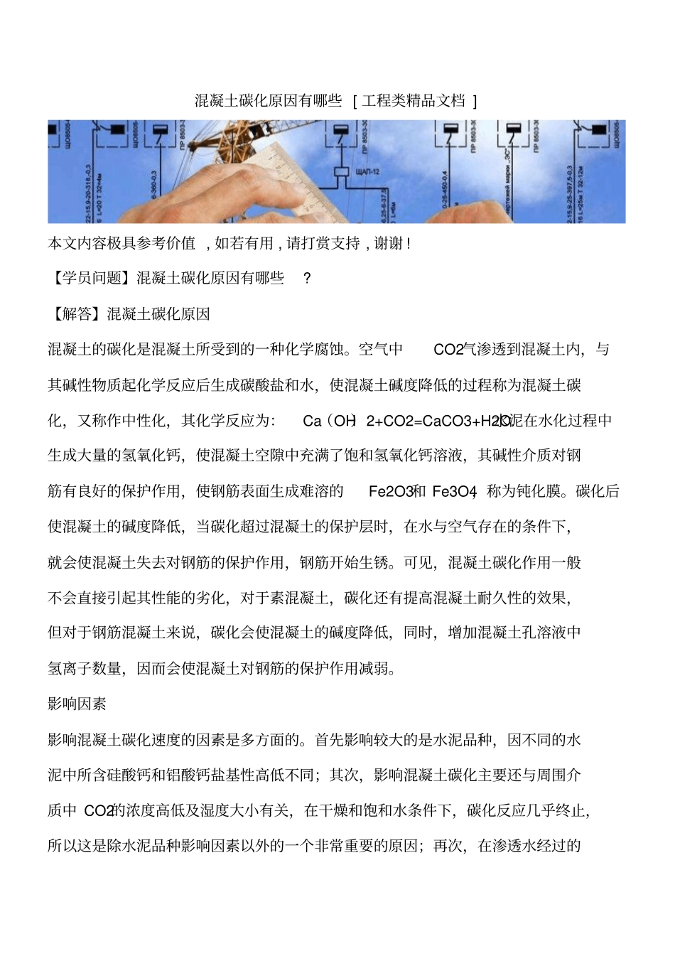 混凝土碳化原因有哪些工程类精品文档_第1页
