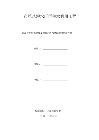 混凝土结构体裂缝与渗漏水防水堵漏治理措施方案