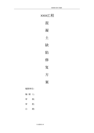 混凝土缺陷修复方案说明