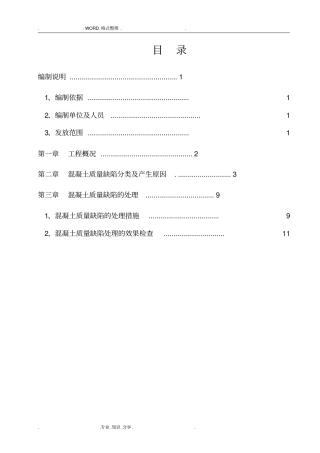 混凝土质量缺陷处理专项施工方案说明