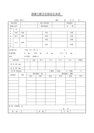 混凝土配合比验证记录表