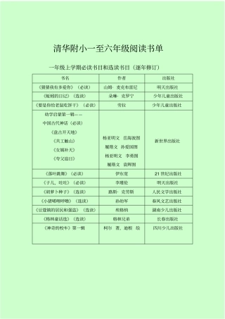 清华附小推荐书目