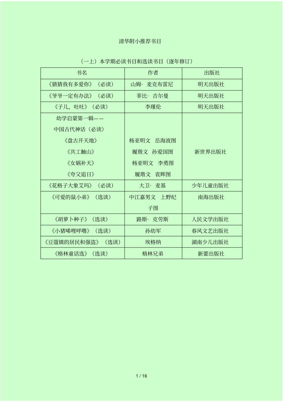 清华附小推荐书目小学_第1页