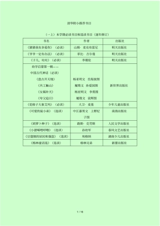 清华附小推荐书目小学